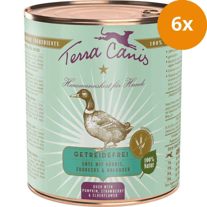 Terra Canis Menü Sensitive getreidefrei Ente mit Kürbis, Erdbeeren & Holunder 800 g