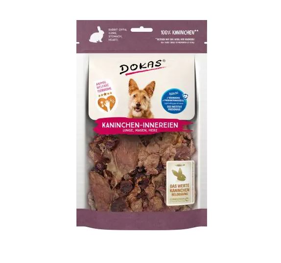 Dokas Dog Kaninchen-Innereien (Herz, Lunge, Magen, Leber) 100g