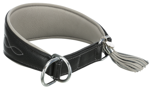 Active Comfort Windhundehalsband mit Zugstopp - schwarz / grau - XS (21 – 26 cm)