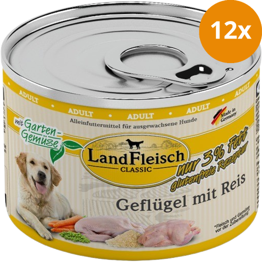 LandFleisch Dog Classic Geflügel mit Reis 195 g