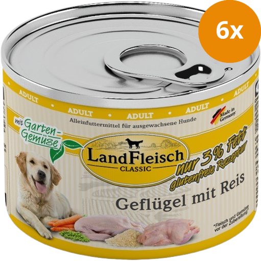 LandFleisch Dog Classic Geflügel mit Reis 195 g