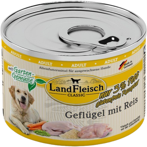 LandFleisch Dog Classic Geflügel mit Reis 195 g