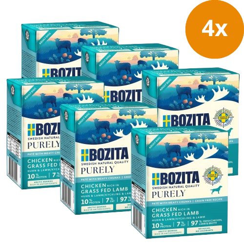 Bozita Purely Paté mit Lamm 24 x 370 g Tetra + GRATIS TRIXIE Napf