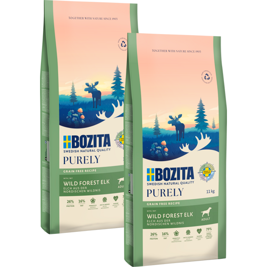 Bozita Dog Purely Adult Elch 2 x 11 kg + GRATIS TRIXIE Napf