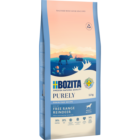 Bozita Dog Purely Adult Active Rentier 11 kg + GRATIS TRIXIE Napf