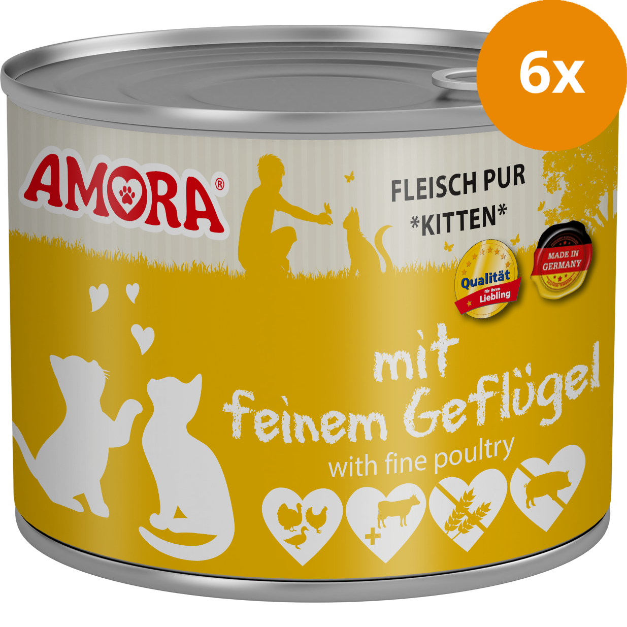 AMORA Katzenkinder mit Geflügel 6 x 200 g