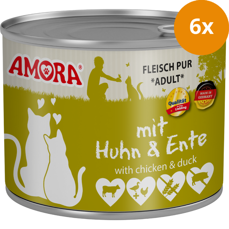 AMORA Fleisch Pur Adult Huhn & Ente 6 x 200 g