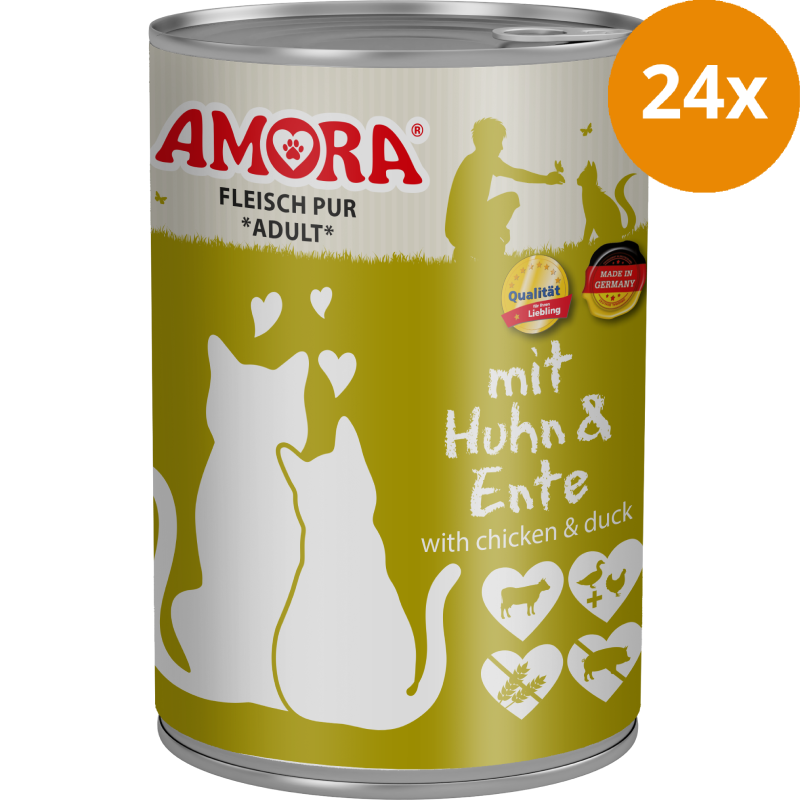 AMORA Fleisch Pur Adult Huhn & Ente 24 x 400 g