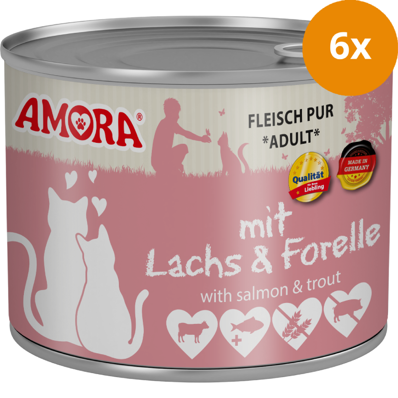 AMORA Fleisch Pur Adult Lachs & Forelle 6 x 200 g