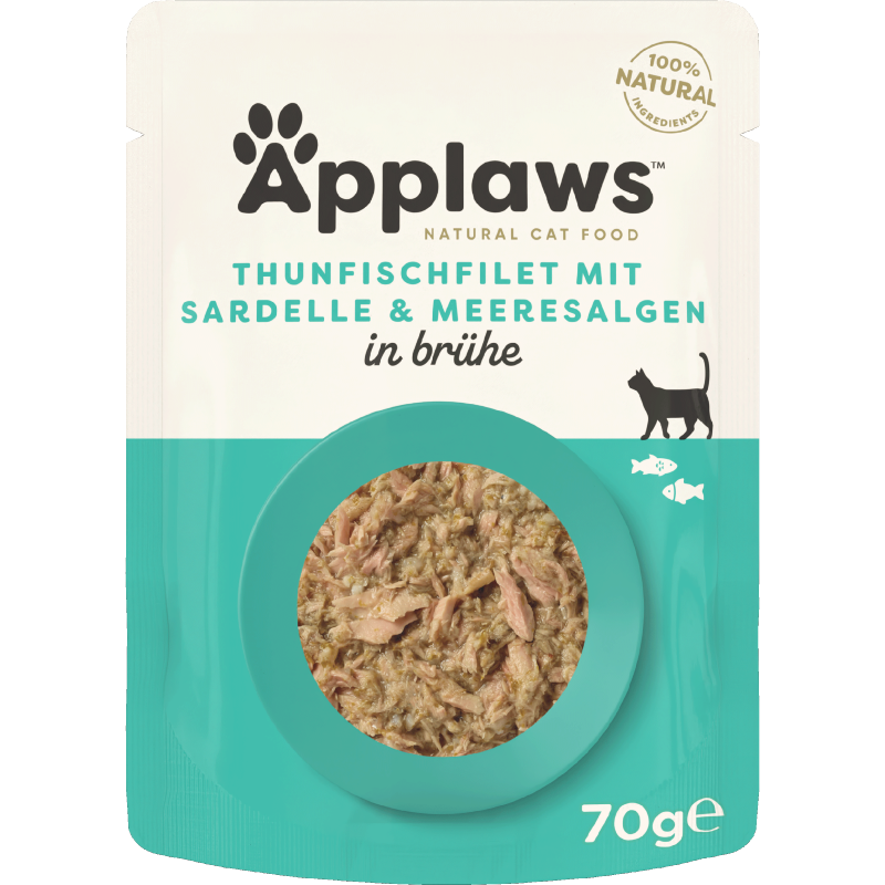 Applaws Natural Cat Pouches Thunfischfilets & ganze Sardellen 70 g