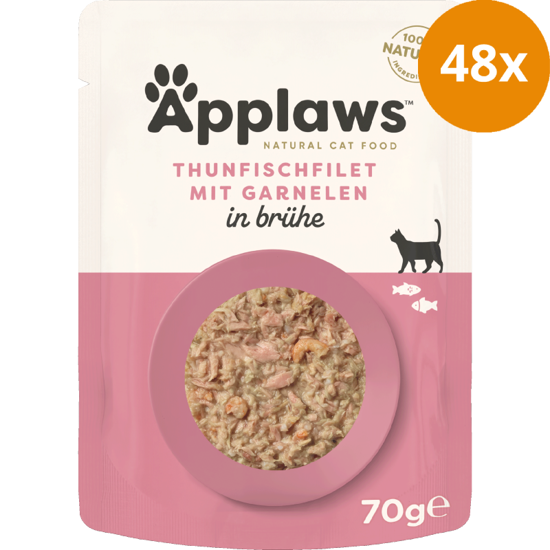 Applaws Natural Cat Pouches Thunfischfilets & Pazifik Garnelen 70 g