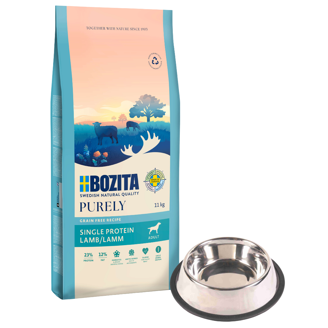 Bozita Dog Purely Adult Lamm 11 kg + GRATIS TRIXIE Napf