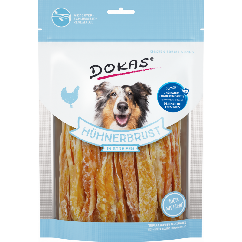 DOKAS Hühnerbrust in Streifen 250 g | Hundesnack