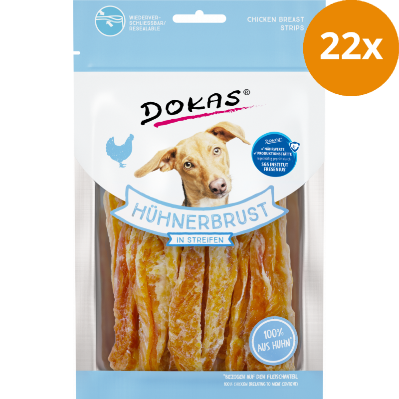 DOKAS Hühnerbrust in Streifen 70 g | Hundesnack