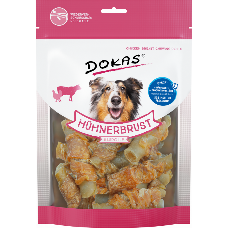 DOKAS Hühnerbrust Kaurolle 250 g | Hundesnack