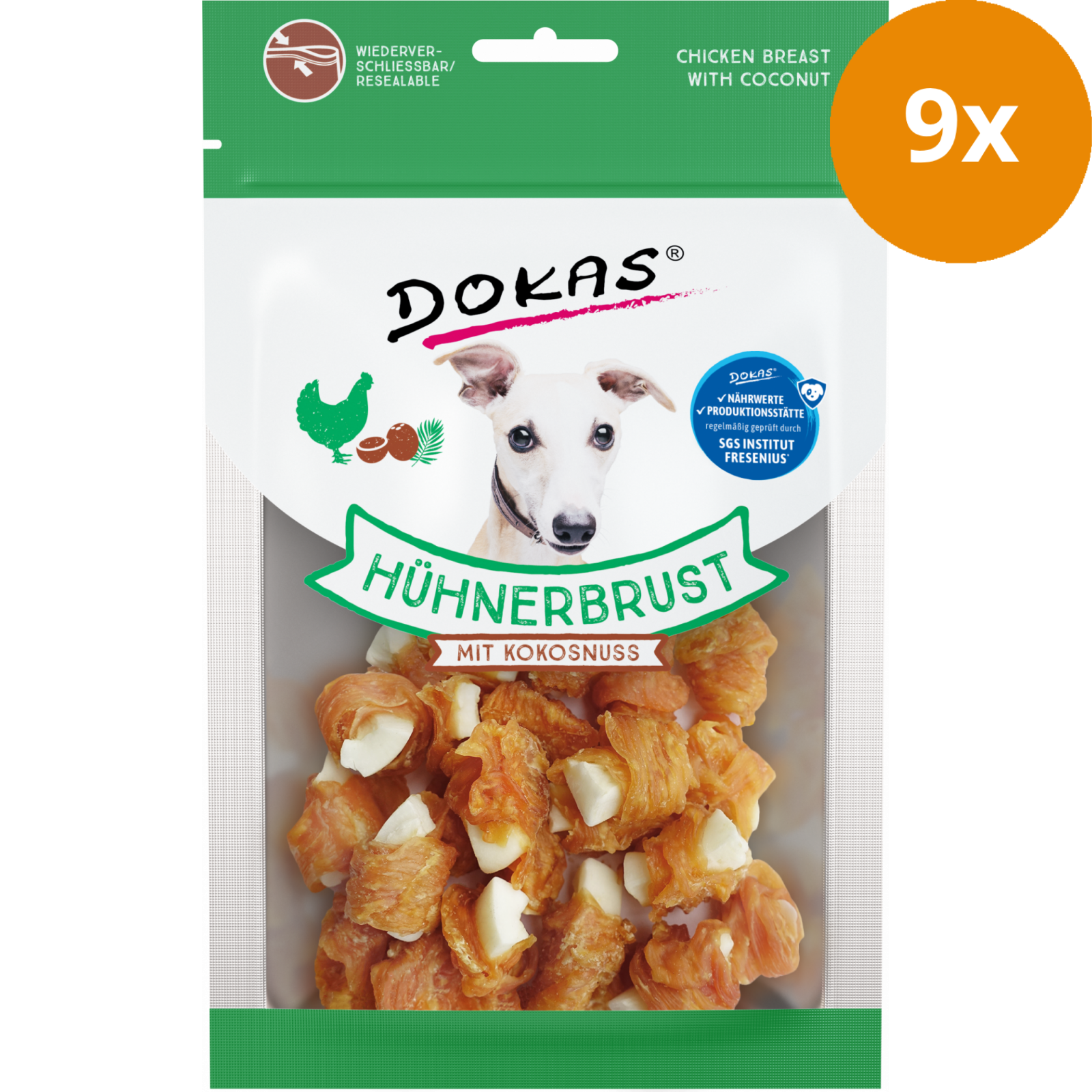 DOKAS Hühnerbrust mit Kokosnuss 60 g | Hundesnack