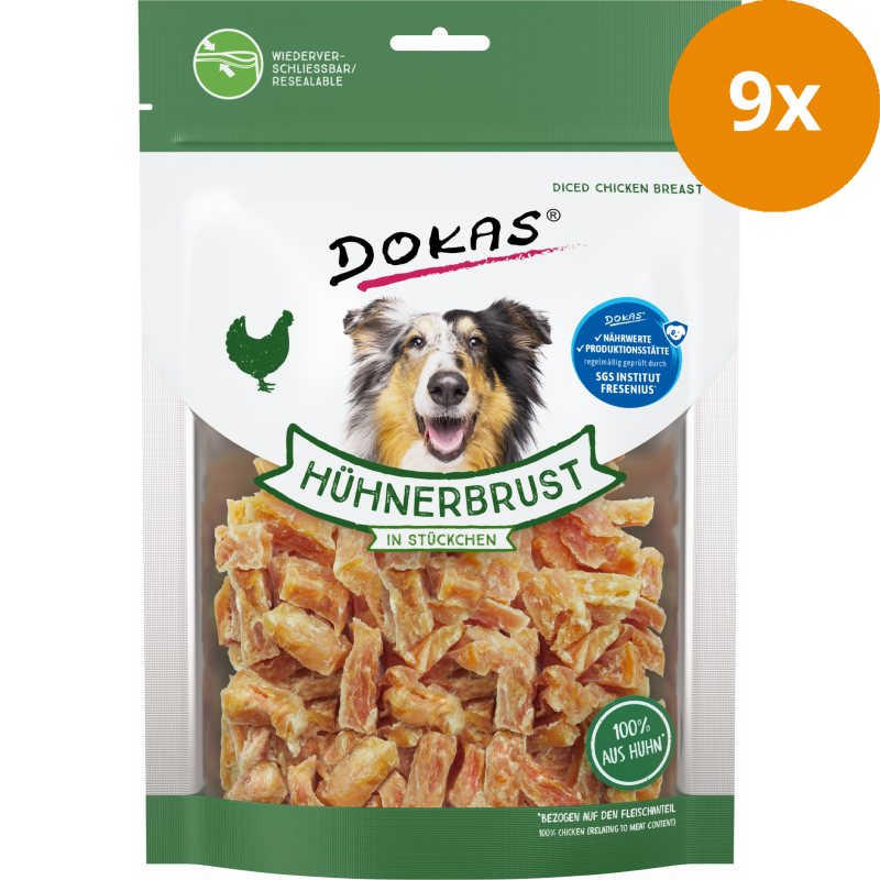 DOKAS Hühnerbrustfilet in Stückchen 200 g | Hundesnack