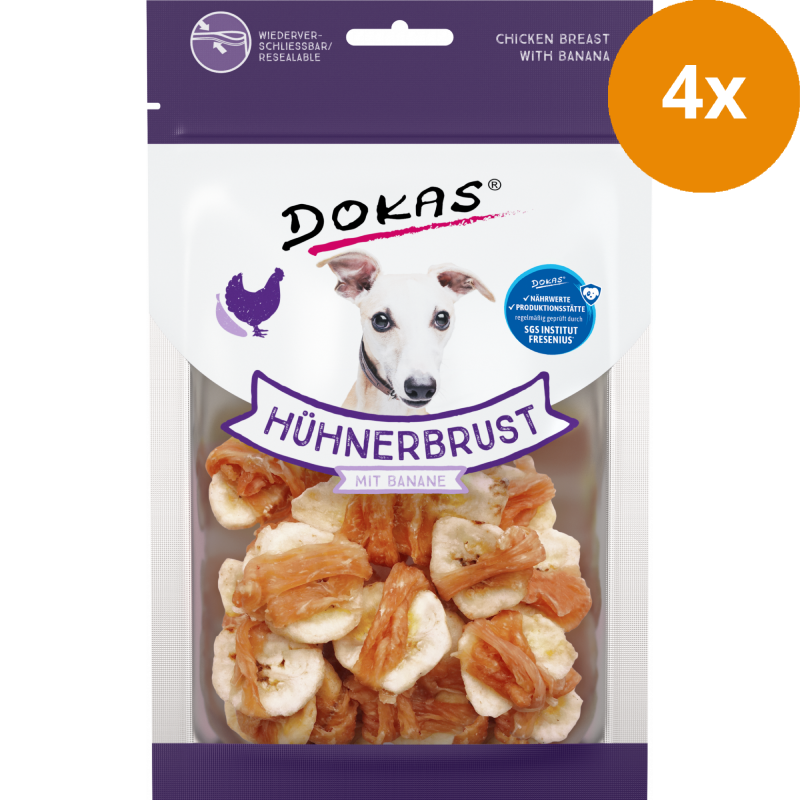 DOKAS Hühnerbrustfilet mit Banane 70 g | Hundesnack