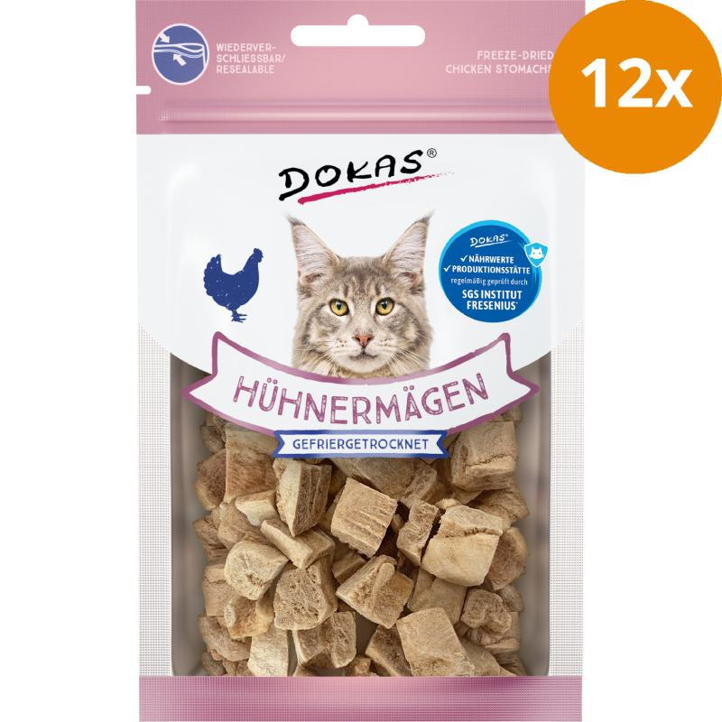 DOKAS Hühnermägen gefriergetrocknet 12 g | Katzensnack