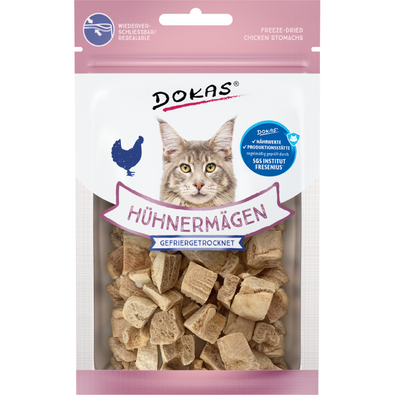 DOKAS Hühnermägen gefriergetrocknet 12 g | Katzensnack