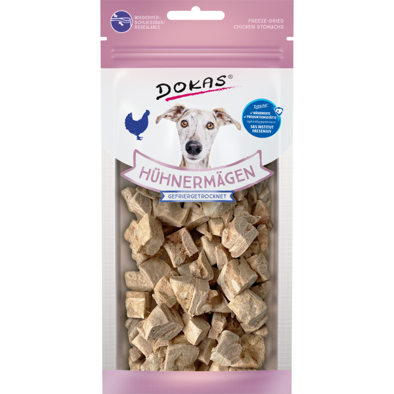 DOKAS Hühnermägen gefriergetrocknet 20 g | Hundesnack