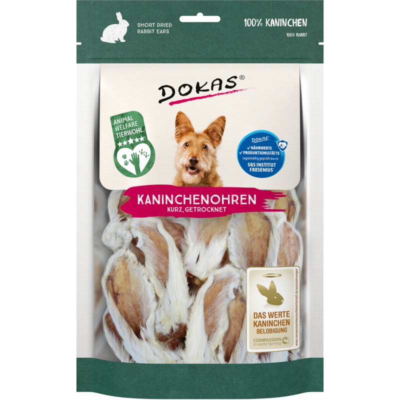 DOKAS Kaninchenohren 100 g | Hundesnack