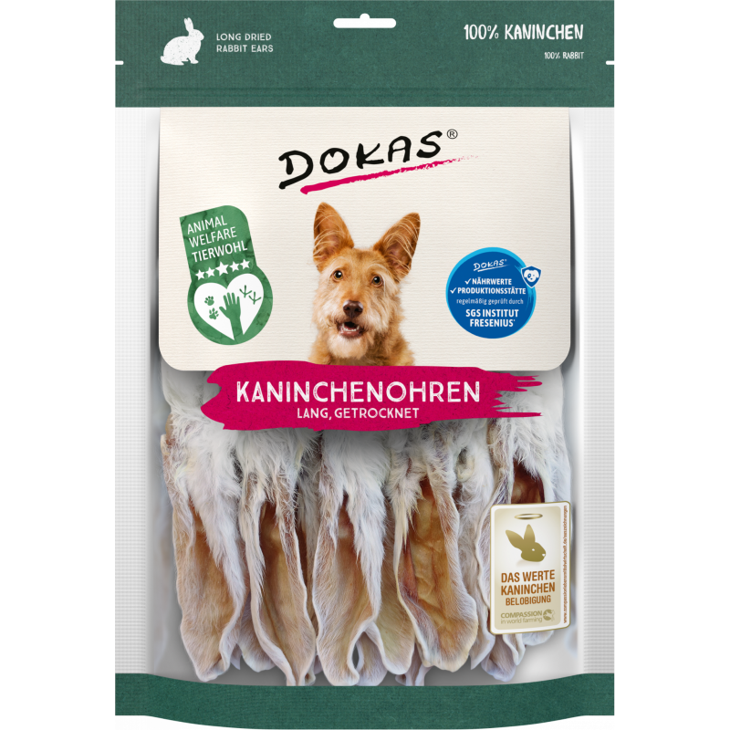 DOKAS Kaninchenohren 180 g | Hundesnack