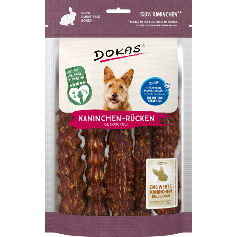 DOKAS Kaninchenrücken 120 g | Hundesnack