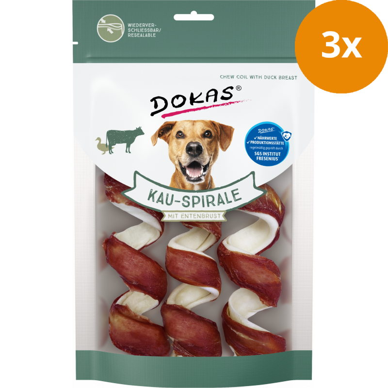 DOKAS Kau-Spirale mit Entenbrust 110 g | Hundesnack