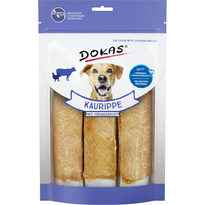 DOKAS Kaurippe mit Hühnerbrustfilet 210 g | Hundesnack