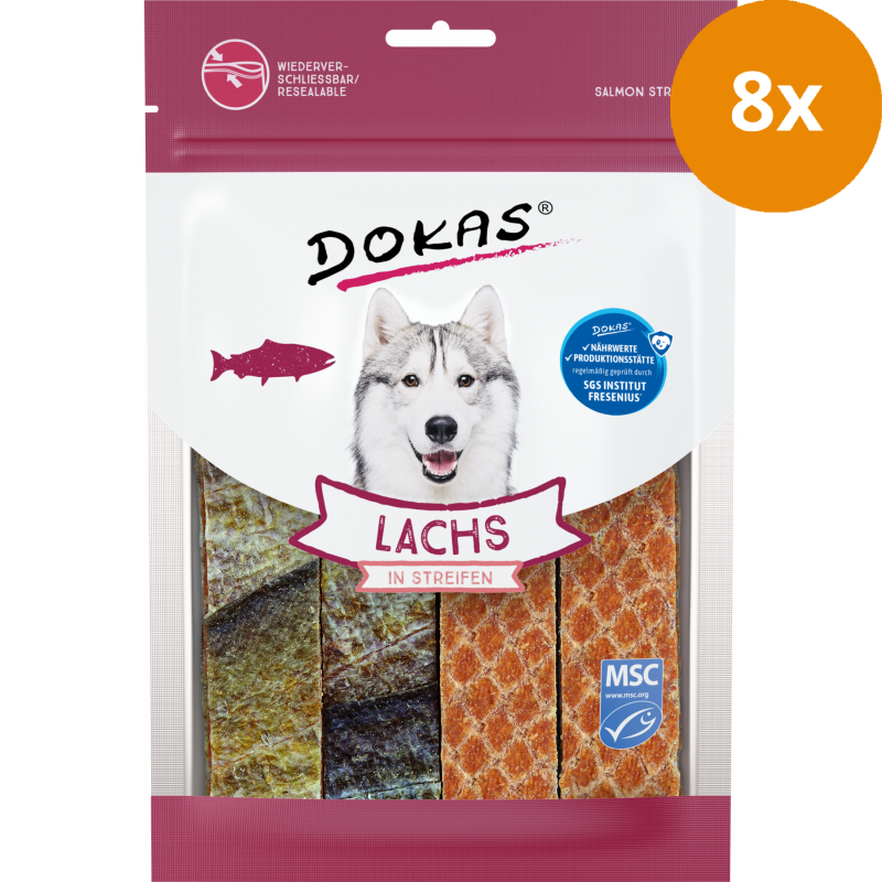 DOKAS Lachs in Streifen 100 g | Hundesnack