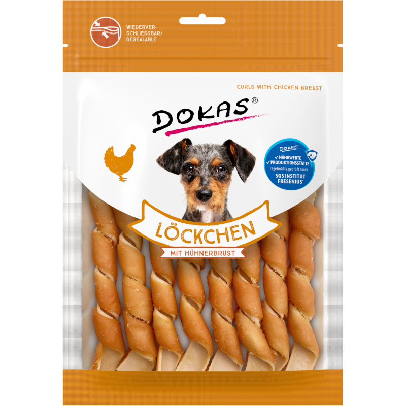 DOKAS Löckchen mit Hühnerbrust 120 g | Hundesnack