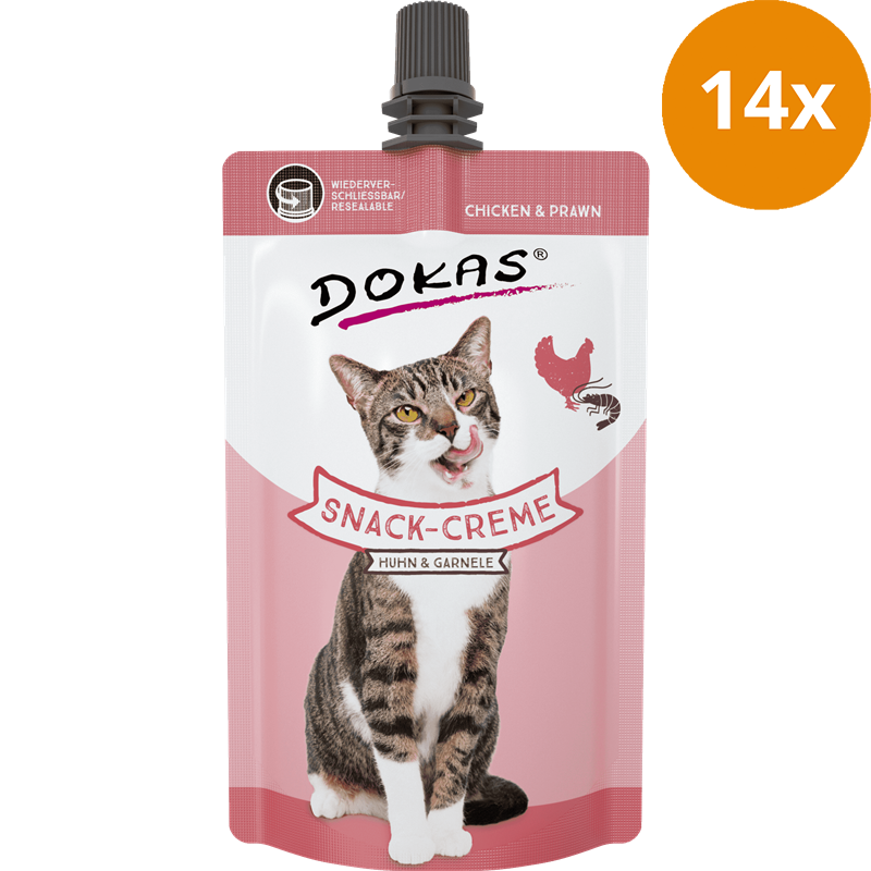 DOKAS Snack-Creme für Katzen Huhn & Garnele 90 g