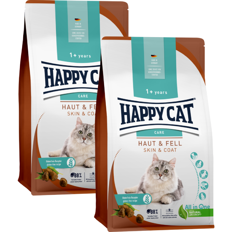 Sparpaket Happy Cat Care Haut & Fell 2 x 4 kg