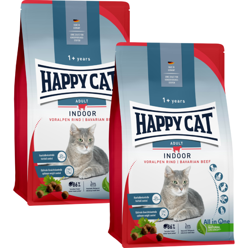 Sparpaket Happy Cat Indoor Voralpen Rind 2 x 4 kg