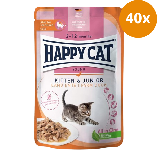 Happy Cat PB Young Meat in Sauce Kitten & Junior Land Ente 85 g