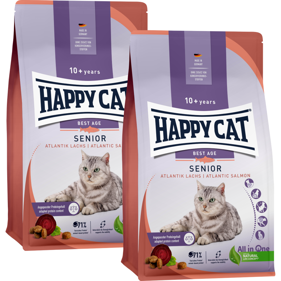 Sparpaket Happy Cat Senior Atlantik Lachs 2 x 4 kg