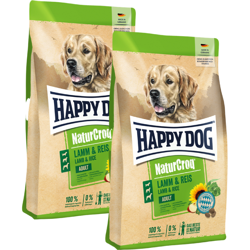 Sparpaket Happy Dog NaturCroq Lamm & Reis 2 x 4 kg