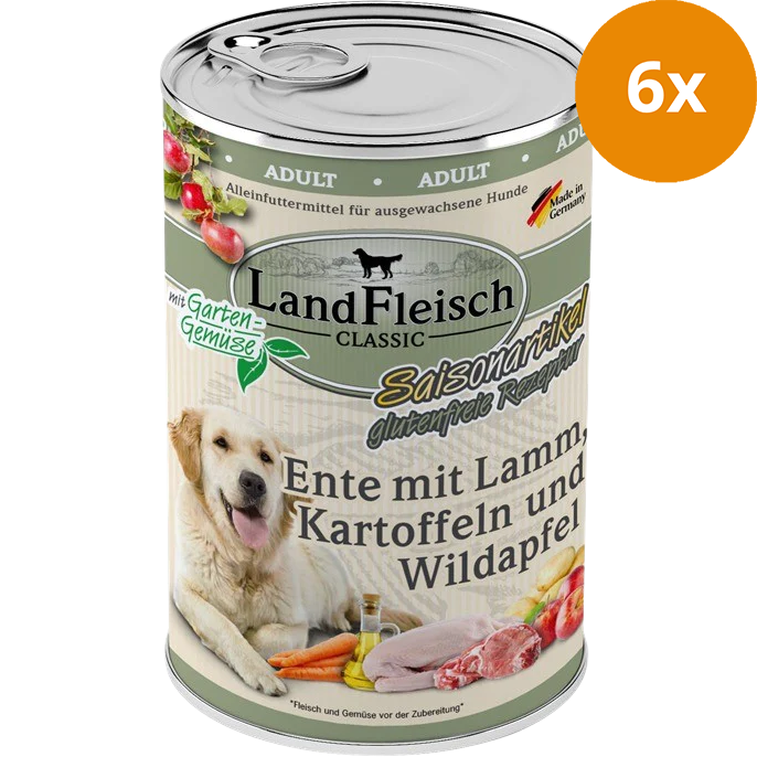 LandFleisch Dog Classic Ente mit Lamm, Kartoffeln & Wildapfel 400 g
