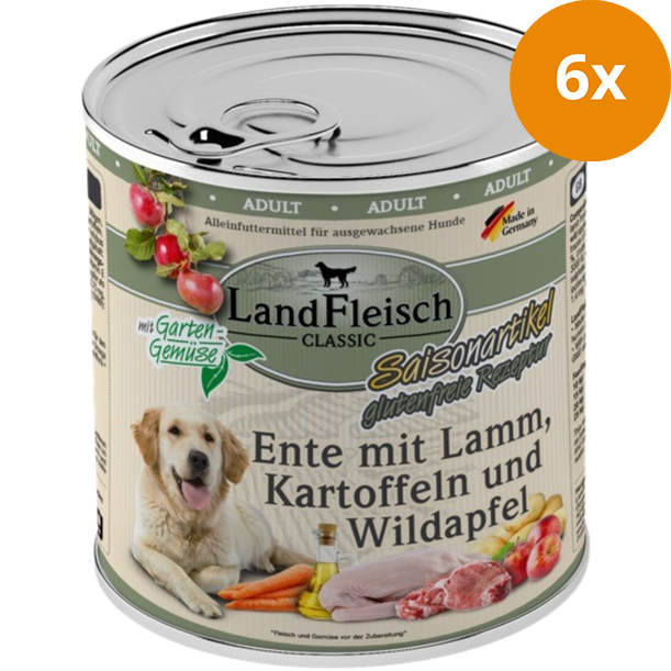 LandFleisch Dog Classic Ente mit Lamm, Kartoffeln & Wildapfel 800 g
