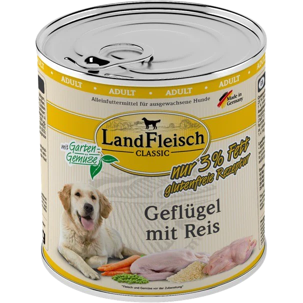 LandFleisch Dog Classic Geflügel mit Reis & Gartengemüse extra mager 800 g