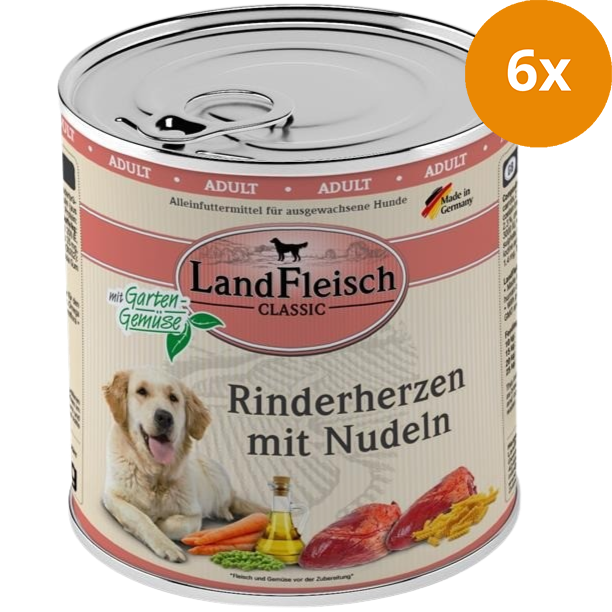 LandFleisch Dog Classic Rinderherz mit Nudeln 800 g