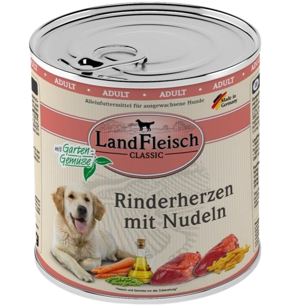 LandFleisch Dog Classic Rinderherz mit Nudeln 800 g