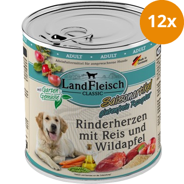 LandFleisch Dog Classic Rinderherz mit Reis & Wildapfel 800 g