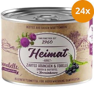 Sanabelle Heimat Dose zartes Hühnchen & Forelle mit Erbsen, Kartoffel und Aroniabeere 200 g